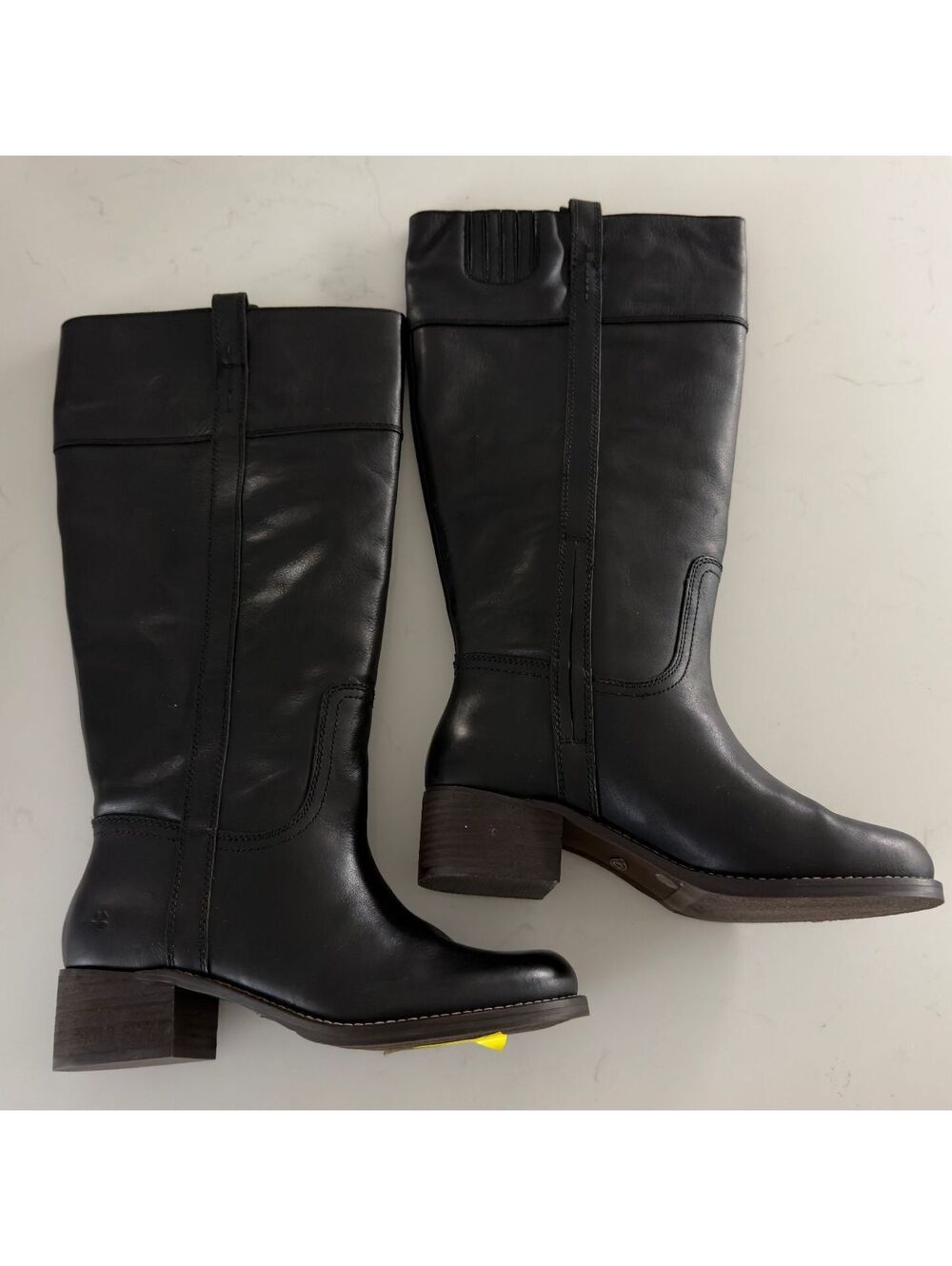 Lucky Brand Black Leather Hybiscus Extra Wide Calf Riding Boot Women